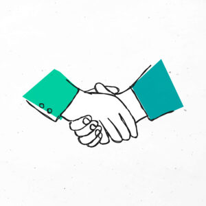 關於我們 green hand drawn partnership vector clipart