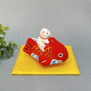 張子和紙工藝 騎乘鯛魚的招財貓