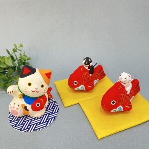 張子和紙工藝 騎乘鯛魚的招財貓